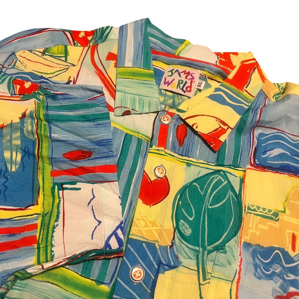 NWT Jams World Mens Extra Large XL Rayon Button Up Shirt Tropical Beach Vacation